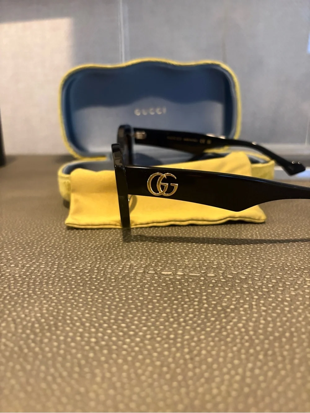Gucci Black Cat-Eye Sunglasses with Brown Lenses